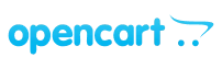 OpenCart logo, open-source e-commerce management system.