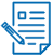 icon showing showing pencil writing on piece of paper