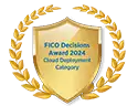 Golden shield for TICO Decisions Award 2024 in Cloud Deployment category.