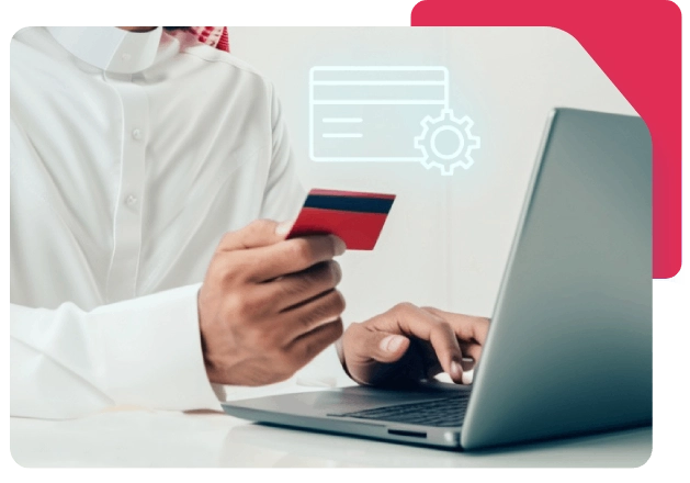 Person makes an online purchase using a laptop and credit card.