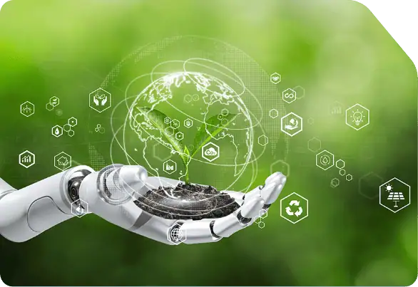 Illustration showing AI for sustainability and environmental impact.